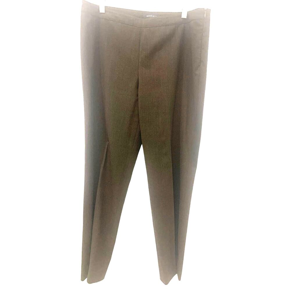 Lafayette 148 Wool Pants 10 Brown Bleecker High Rise Straight Business Casual